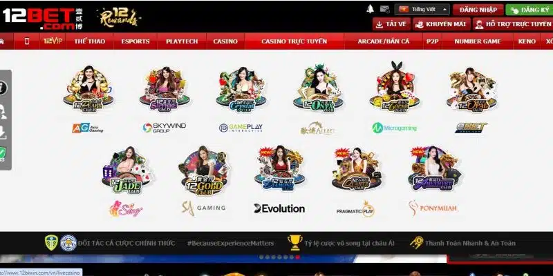 Casino live nổi tiếng tại hệ thống