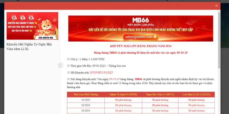 Hướng dẫn nhận thưởng tại nhà cái MB66 tặng tiền